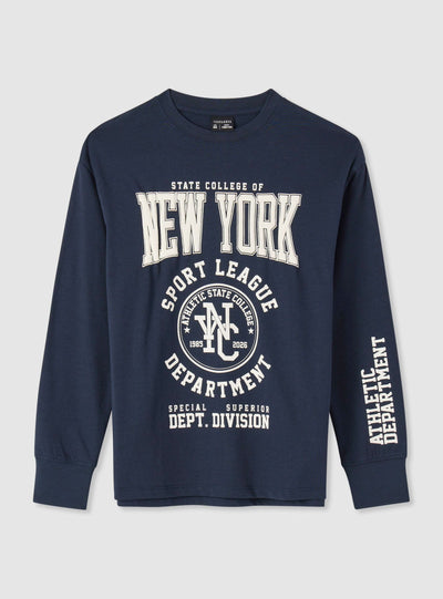 T-shirt manica lunga con stampa college