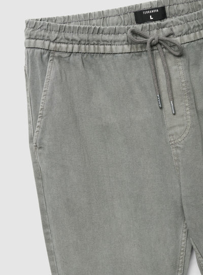 Pantaloni jogger in drill con coulisse