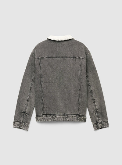 Giacca in denim imbottita con colletto effetto shearling