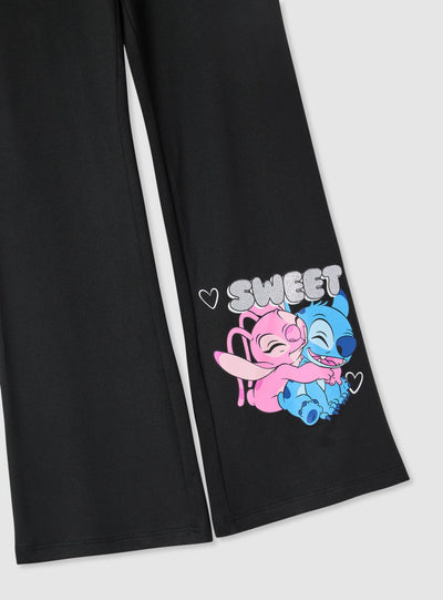 Leggings flare da bambina con stampa Stitch® e cuori