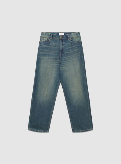 Jeans baggy a tinta unita