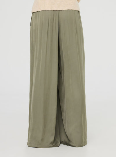 Pantaloni palazzo coulisse in effetto raso
