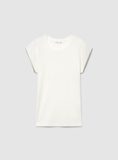 T-shirt con profili maniche strass