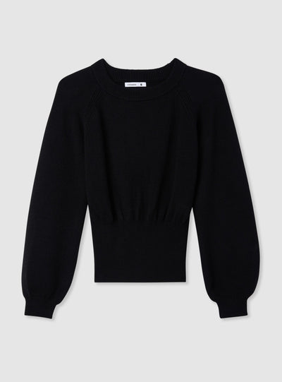 Einfarbiger Pullover mit Ballonärmeln