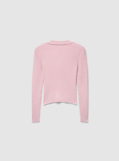 Maglia a coste con collo polo