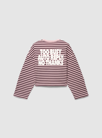 Felpa crop a righe con scritta