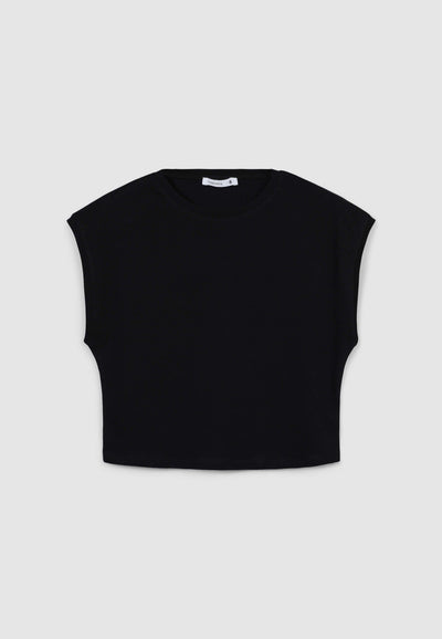 Crop T-shirt with cap sleeves