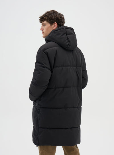 Long padded jacket with hood