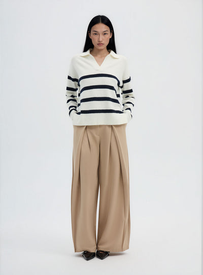 Pantaloni wide leg con doppia piega