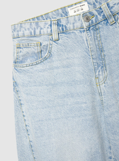 Jeans barrel a tinta unita