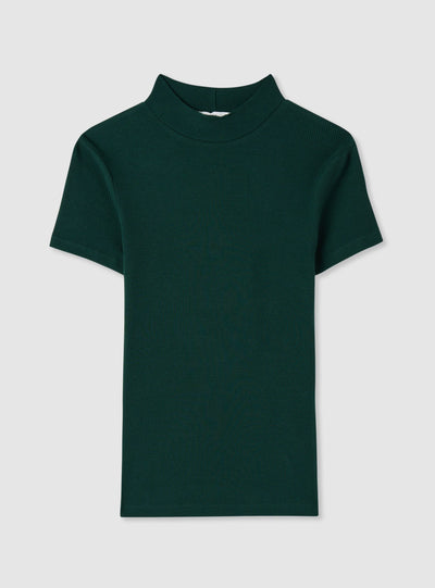 T-shirt a costine con collo lupetto