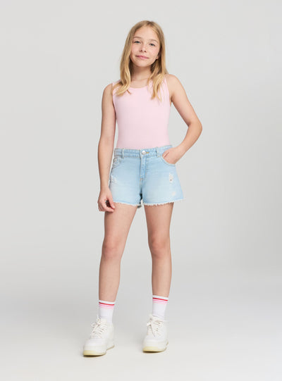 Shorts di jeans chiari con strappi