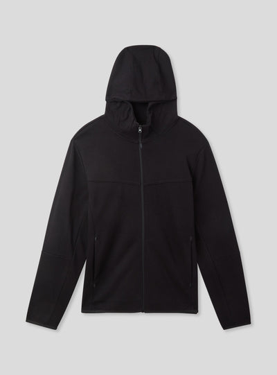 Felpa tecnica con cappuccio e zip in misto cotone pesante