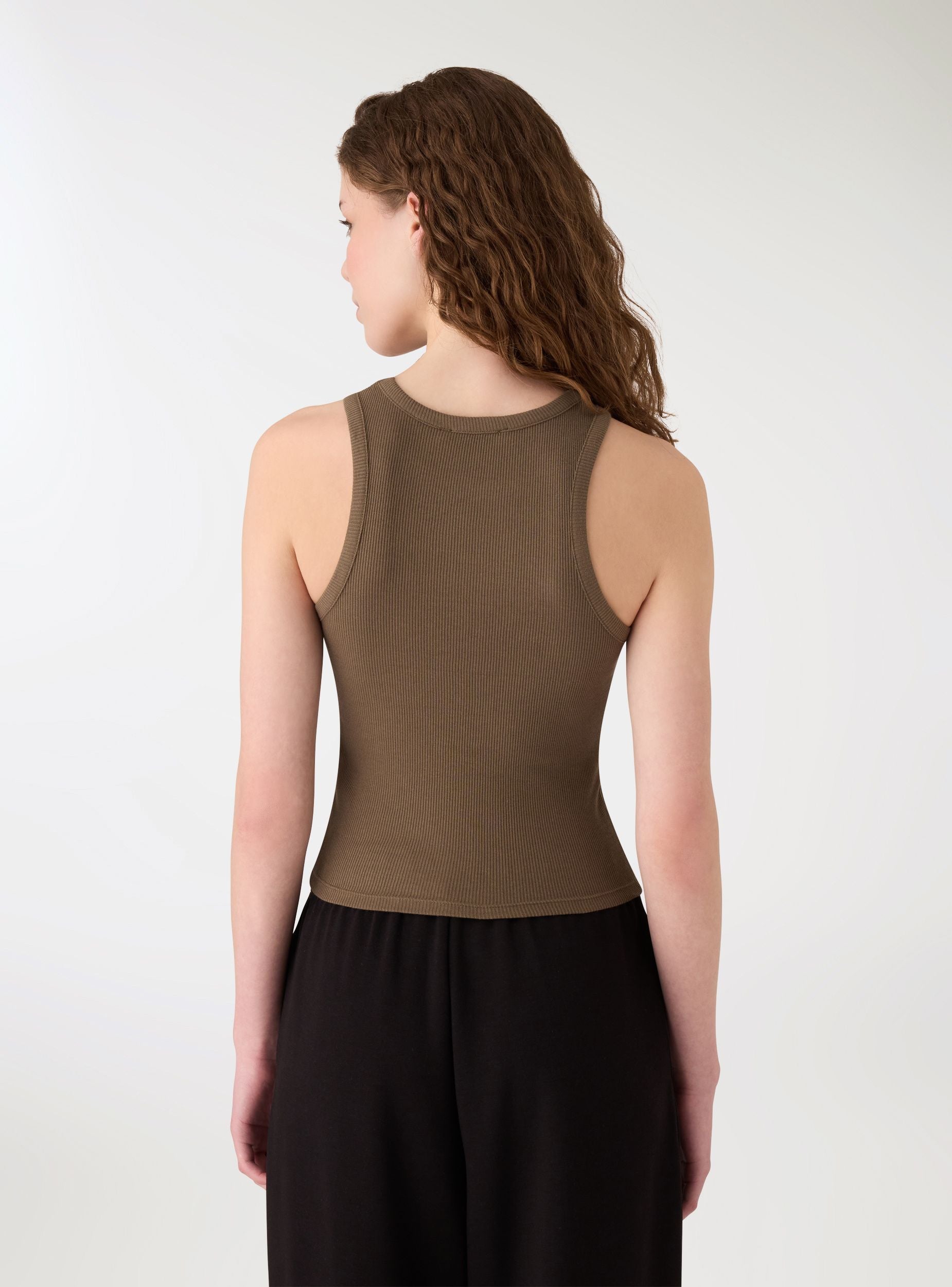 Canotta Style Canotta tinta unita a coste Verde militare SAB0081349001S335 - Terranova