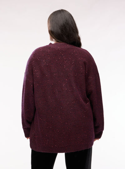 Cardigan aperto con micro paillettes