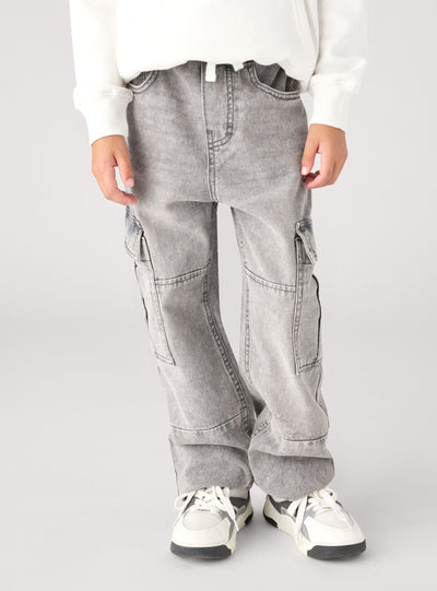Jeans cargo wide leg con coulisse