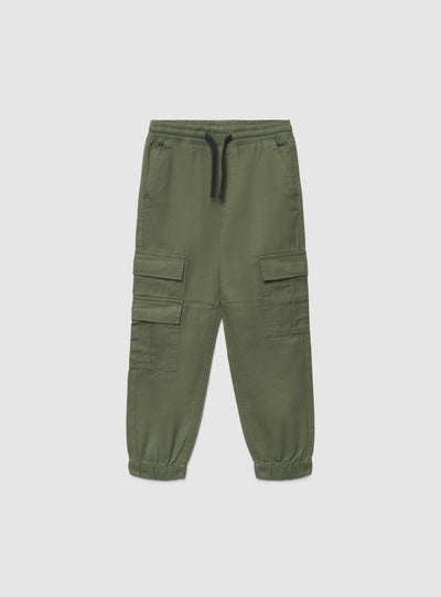 Pantaloni cargo con coulisse tinta unita