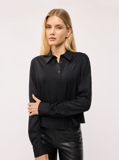 Camicia crop a tinta unita