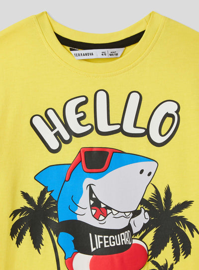 T-shirt con stampa squalo