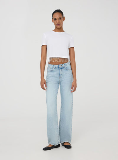 T-shirt crop con frange