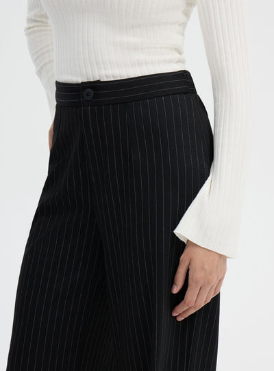 Pantaloni wide leg gessati