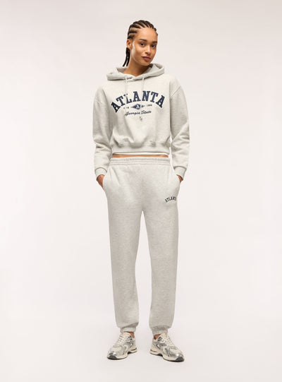 Pantaloni tuta vita alta con scritta college