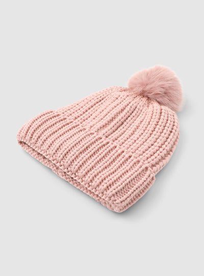 Cappellino beanie con pon pon a tinta unita