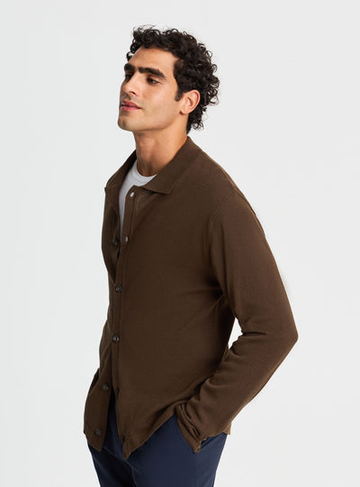 Cardigan con bottoni e colletto camicia
