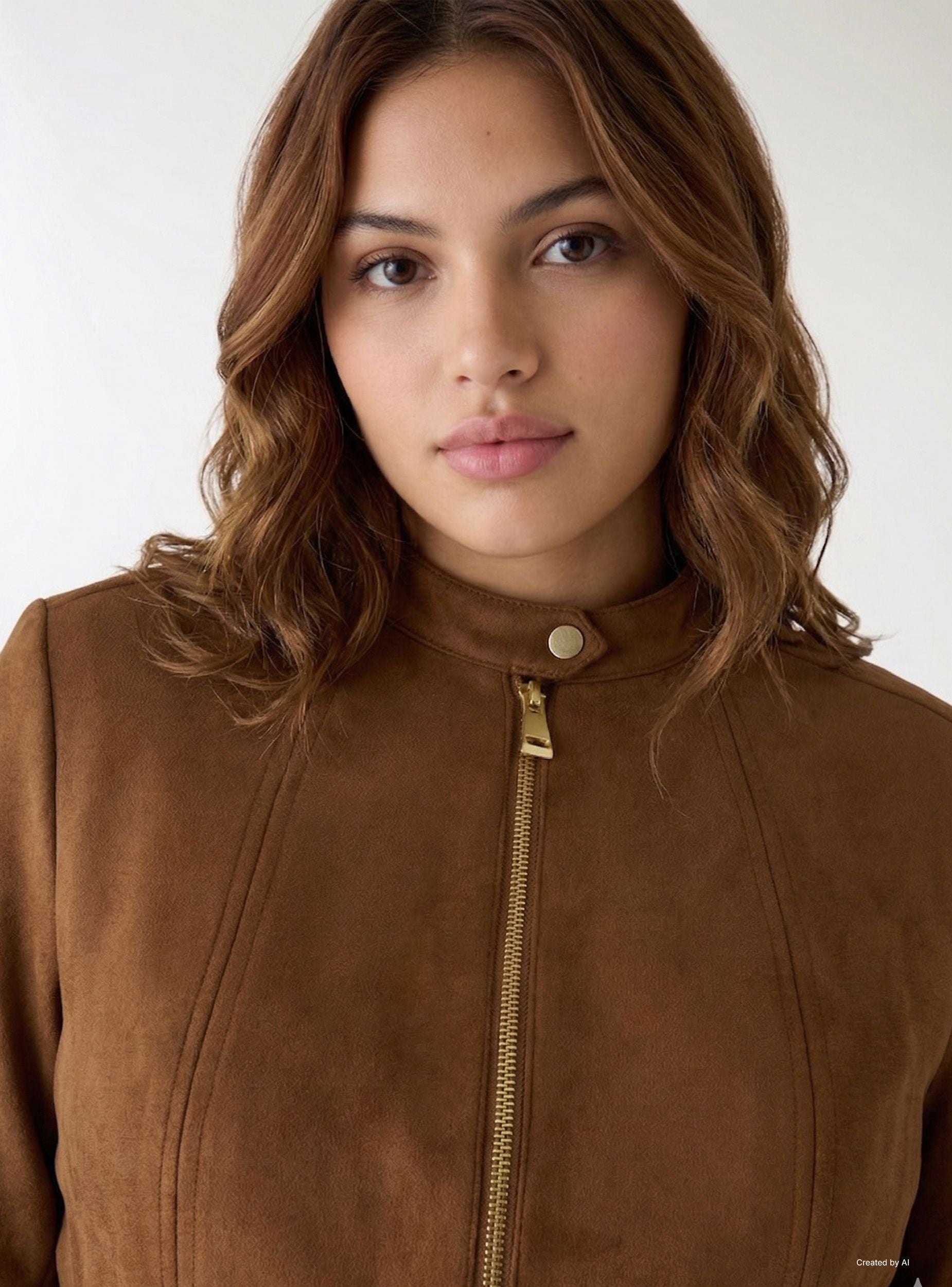 Suede-effect faux leather biker jacket - Terranova