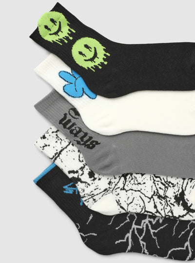 Pack 5 calzini da bambino con stampe graffiti