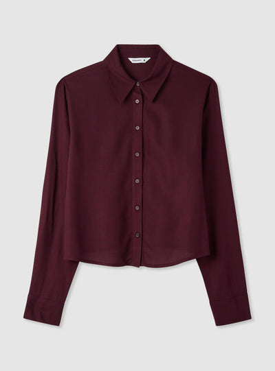 Camicia crop a tinta unita