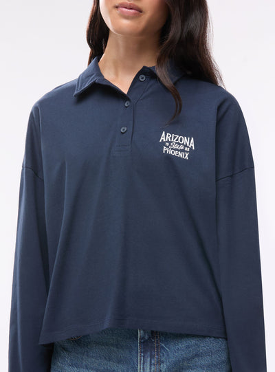 T-shirt oversize modello polo con ricamo college