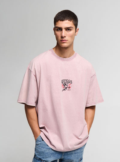 T-shirt Over con stampa angelo