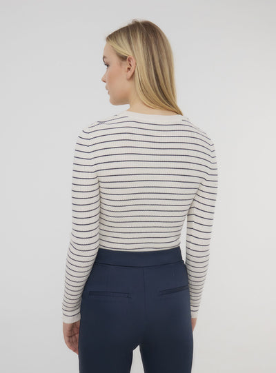 Maglia crop a righe a costine