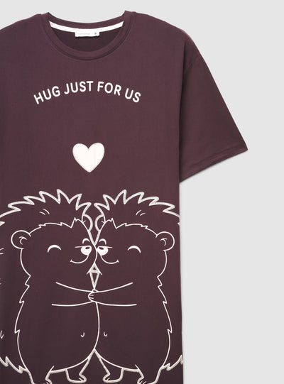 T-shirt pigiama con maxi stampa animaletti