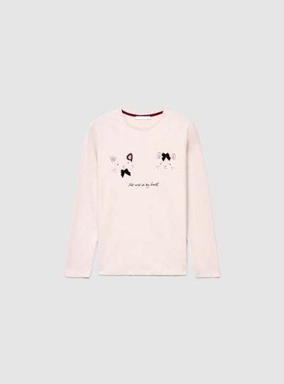 Set pigiama con maglia a maniche lunghe e pantaloni a righe con fiocchi