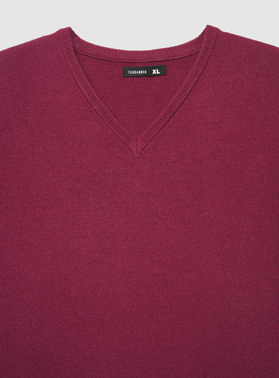 Maglia scollo a V a tinta unita