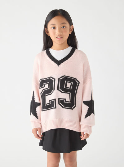 College-style jumper with V-neckline