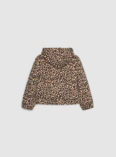 Felpa con cappuccio e zip con stampa animalier