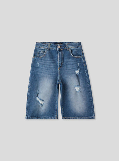 Bermuda jeans carpenter con strappi