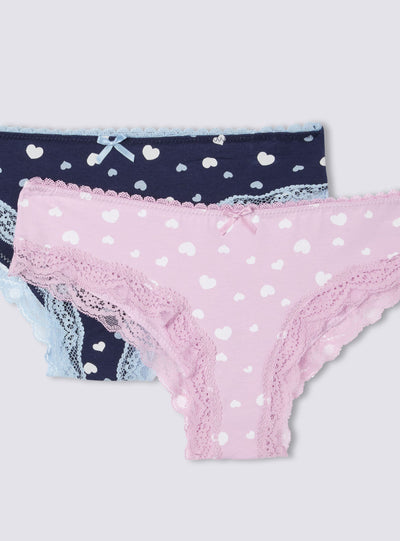 Pack 2 slip con cuori e fiocco