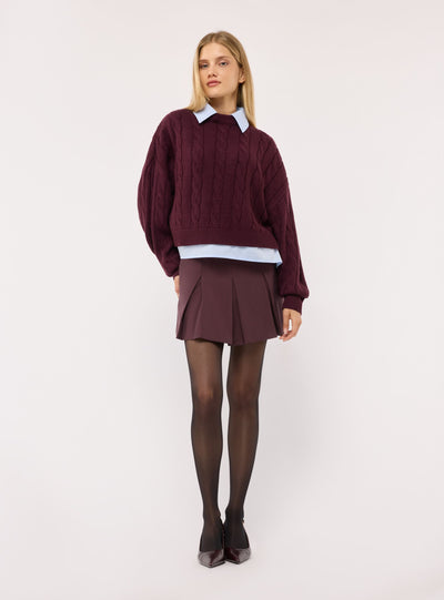 Maglia con trecce e collo camicia