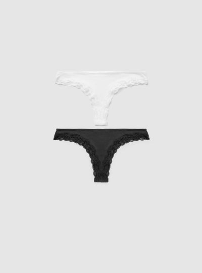 Pack 2 slip brasiliana con bordo in pizzo