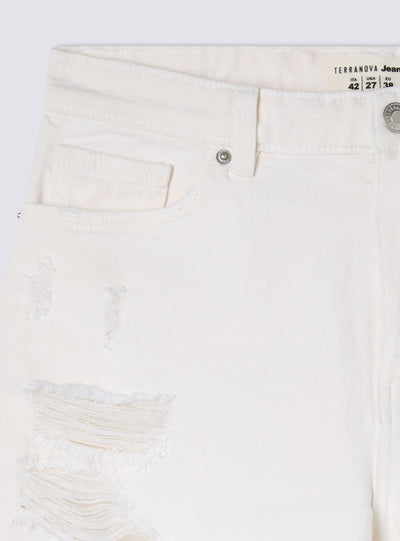 Shorts di jeans mom sfrangiati con strappi
