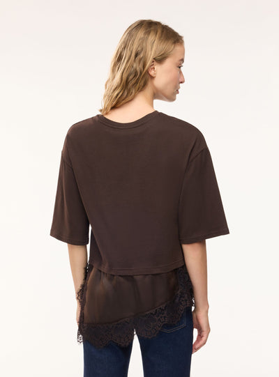 T-shirt con fondo in pizzo