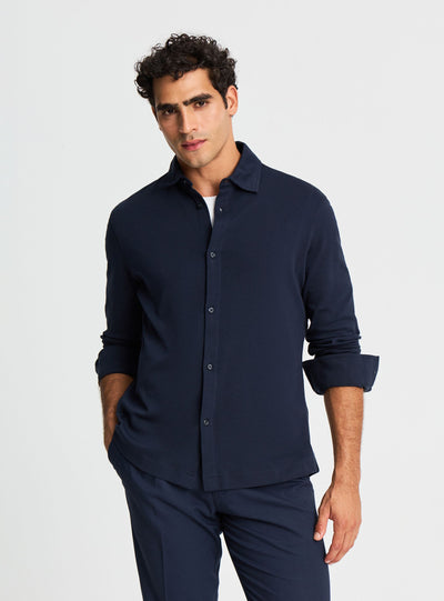 Camicia in jersey a tinta unita
