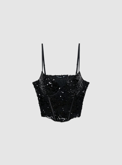 Corsetto con paillettes e spalline sottili