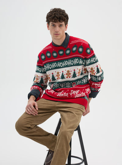 Weihnachtlicher Jacquard-Rundhalspullover