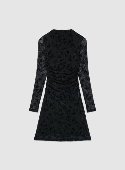 Vestito aderente con arricciature e stampa floreale
