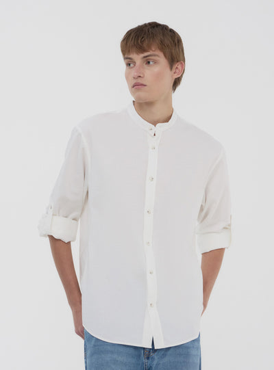Camicia coreana in misto lino